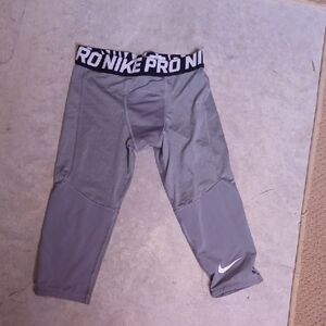 Nike Gray Compression Knee Leggings Pants with Elastic Waistband Size M